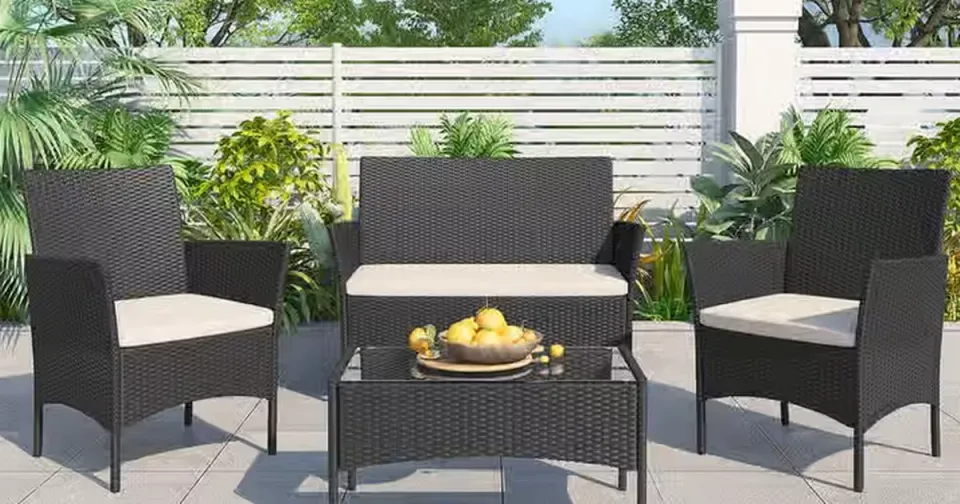 Get a 4-seater rattan garden furniture set for under £90-thumbnail